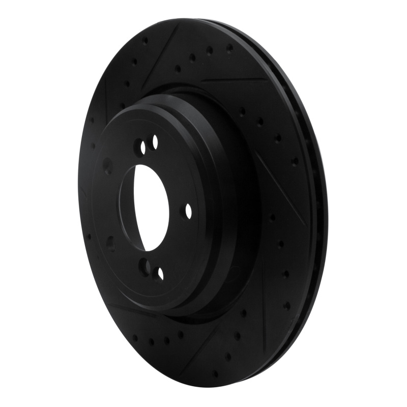 BMW M5 Brake Rotor (1) - Rear Left - R1 Concepts - Drilled & Slotted - Black - `00-`06